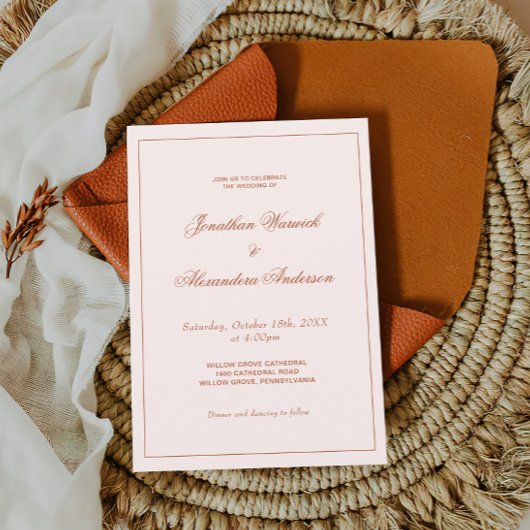 Westerne Boho Cream en Terracotta Bruiloft Kaart