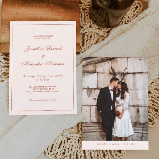 Westerne Boho Cream en Terracotta Bruiloft Kaart