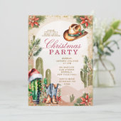 Westerne Boho Desert Cactus Cowboy Kerstfeest Kaart (Staand voorkant)