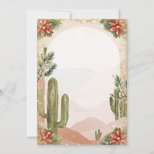 Westerne Boho Desert Cactus Cowboy Kerstfeest Kaart (Achterkant)