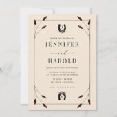 Westerne Boho Hoefijzer Monogram Alles in één brui Kaart (Voorkant)