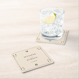 Westerne Boho Hoefijzer Monogram Rustiek Huwelijk Kartonnen Onderzetters