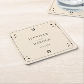 Westerne Boho Hoefijzer Monogram Rustiek Huwelijk Kartonnen Onderzetters (Schuin)