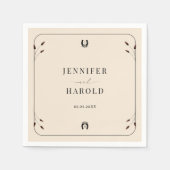 Westerne Boho Hoefijzer Monogram Rustiek Huwelijk Servet (Voorkant)