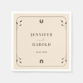 Westerne Boho Hoefijzer Monogram Rustiek Huwelijk Servet