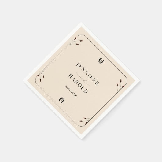 Westerne Boho Hoefijzer Monogram Rustiek Huwelijk Servet (Hoek)