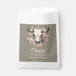 Westerne Boho Koe Floral Skull Sage Wedding Bedankzakje