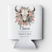 Westerne Boho Koe Floral Skull Sage Wedding Blikjeskoeler (Achterkant)