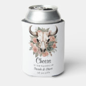 Westerne Boho Koe Floral Skull Sage Wedding Blikjeskoeler (Blikje Achterkant)