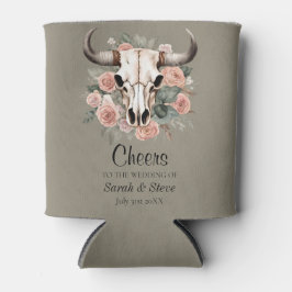 Westerne Boho Koe Floral Skull Sage Wedding Blikjeskoeler