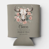 Westerne Boho Koe Floral Skull Sage Wedding Blikjeskoeler (Achterkant)