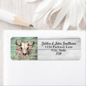 Westerne Boho Koe Floral Skull Sage Wedding Etiket (Insitu)