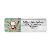 Westerne Boho Koe Floral Skull Sage Wedding Etiket (Voorkant)
