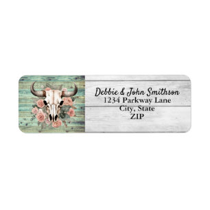 Westerne Boho Koe Floral Skull Sage Wedding Etiket