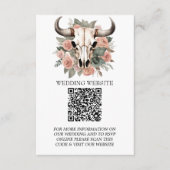 Westerne Boho Koe Floral Skull Sage Wedding Informatiekaartje (Voorkant)
