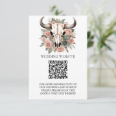 Westerne Boho Koe Floral Skull Sage Wedding Informatiekaartje (Staand voorkant)