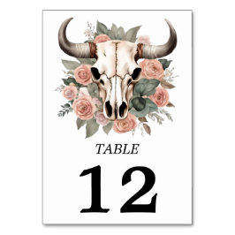 Westerne Boho Koe Floral Skull Sage Wedding Kaart