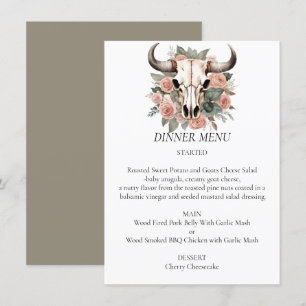 Westerne Boho Koe Floral Skull Sage Wedding Menu