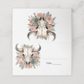 Westerne Boho Koe Floral Skull Sage Wedding Plaatskaartje (Buitenkant ongevouwen)