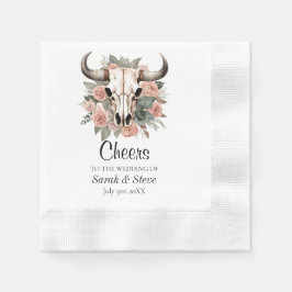 Westerne Boho Koe Floral Skull Sage Wedding Servet