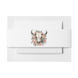 Westerne Boho Koe Floral Skull Sage Wedding Uitnodigingen Wikkel