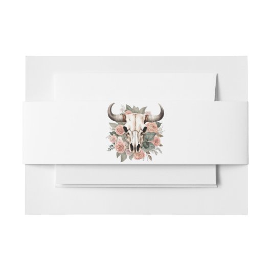 Westerne Boho Koe Floral Skull Sage Wedding Uitnodigingen Wikkel (Voorkant Voorbeeld)