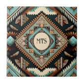 Westerne Boho Pattern Monogram Initialen Tegeltje (Voorkant)