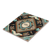 Westerne Boho Pattern Monogram Initialen Tegeltje (Zijkant)