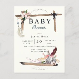 Westerne Boho Style Baby shower Uitnodiging