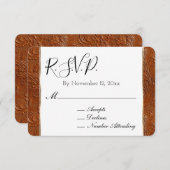 Westerne Boho Tan Brown Cowgirl Leaf Wedding RSVP Informatiekaartje (Voorkant / Achterkant)