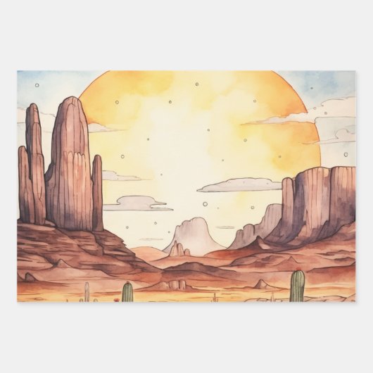 Westerne BoHo Waterverf Decoupage Inpakpapier Vel (Voorkant 2)