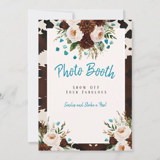 Westerne Boho Wildflowers Photo Booth Sign Kaart (Achterkant)