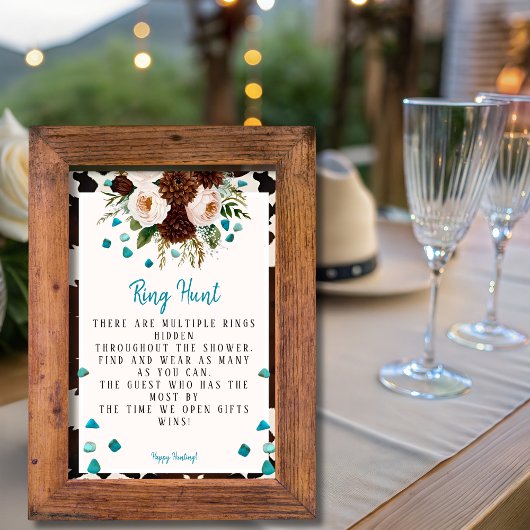 Westerne Boho Wildflowers Turquoise Ring Hunt Game Kaart