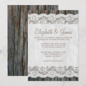 Westerne Boom Bark Wedding Invitations Kaart (Voorkant / Achterkant)