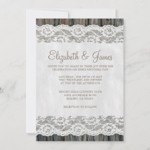 Westerne Boom Bark Wedding Invitations Kaart