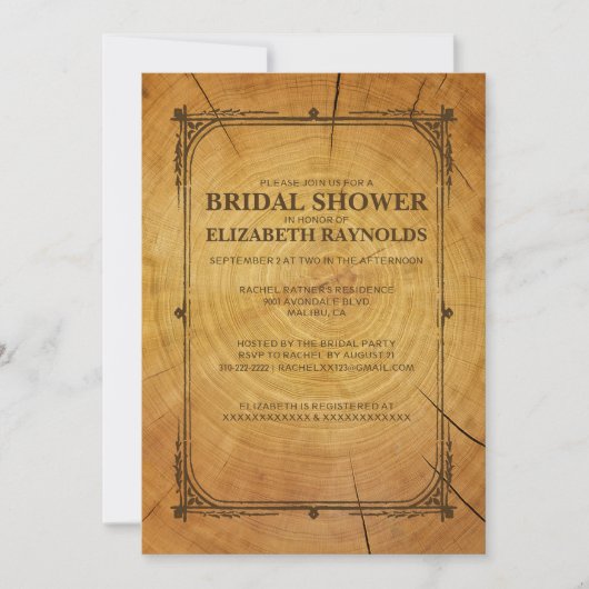 Westerne Boom Ring Bridal Shower-uitnodigingen Kaart (Voorkant)