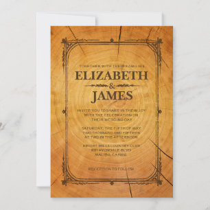 Westerne Boom Ring Wedding Invitations Kaart