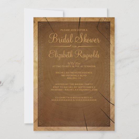 Westerne Boom Rings Bridal Shower Invitations Kaart (Voorkant)