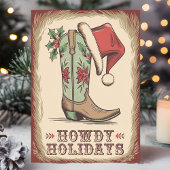 Westerne Boot Howdy Feestdagen Cowboy Christmas Kaart
