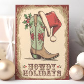 Westerne Boot Howdy Feestdagen Cowboy Christmas Kaart