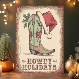 Westerne Boot Howdy Feestdagen Cowboy Christmas Kaart
