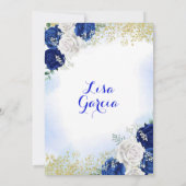 Westerne Boot Royal Blue Roos Mis Quince Uitnodigi Kaart (Achterkant)