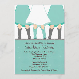 Westerne Boots Bridal Shower Invitation Mint Gray Kaart