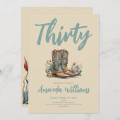 Westerne Boots Floral Dertigste verjaardag Kaart (Voorkant / Achterkant)