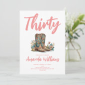 Westerne Boots Floral Dertigste verjaardag Kaart (Staand voorkant)
