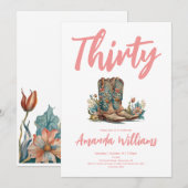 Westerne Boots Floral Dertigste verjaardag Kaart (Voorkant / Achterkant)