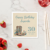 Westerne Boots Floral Dertigste verjaardag Servet (Insitu)