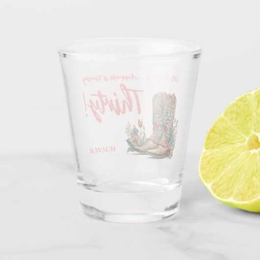 Westerne Boots Floral Dertigste verjaardag Shot Glas (Achterkant)