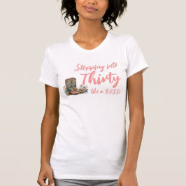 Westerne Boots Floral Dertigste verjaardag T-shirt