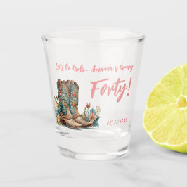 Westerne Boots Floral Fortieth Birthday Shot Glas